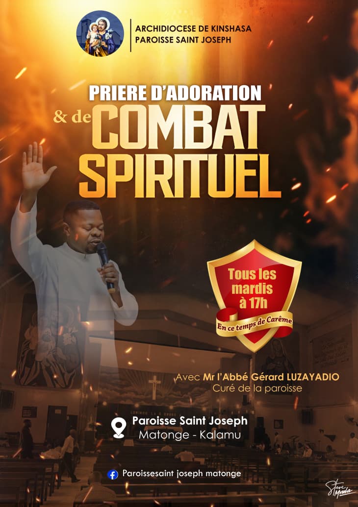 Chaque mardi à 17h prière d’adoration et de combat spirituel.