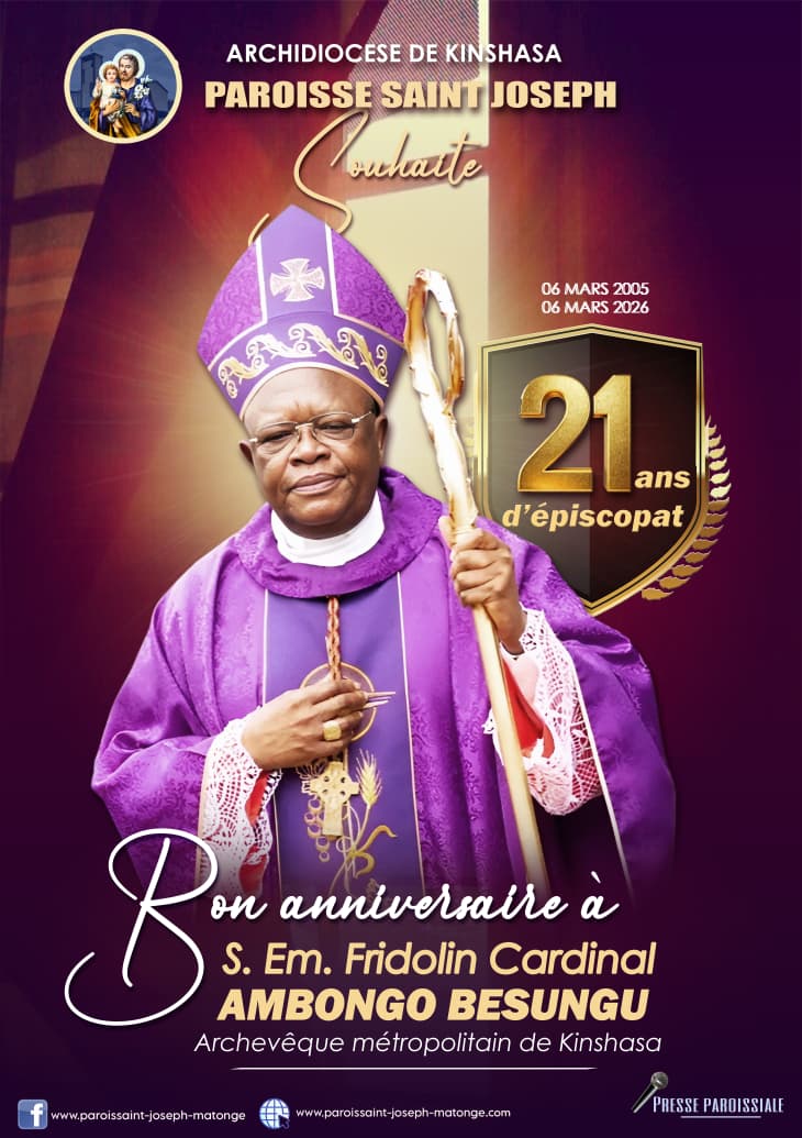 21ans d’épiscopat de Tata Cardinal Fridolin Ambongo..